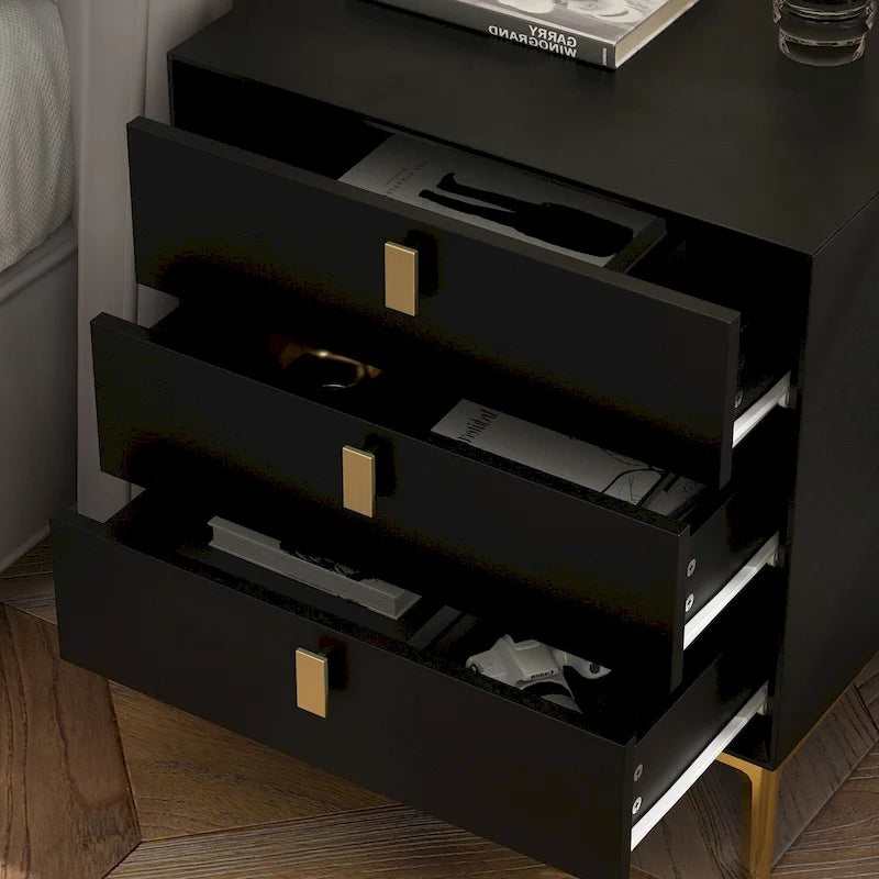Table de chevet à 3 tiroirs – Table de chevet de style moderne du milieu du siècle
