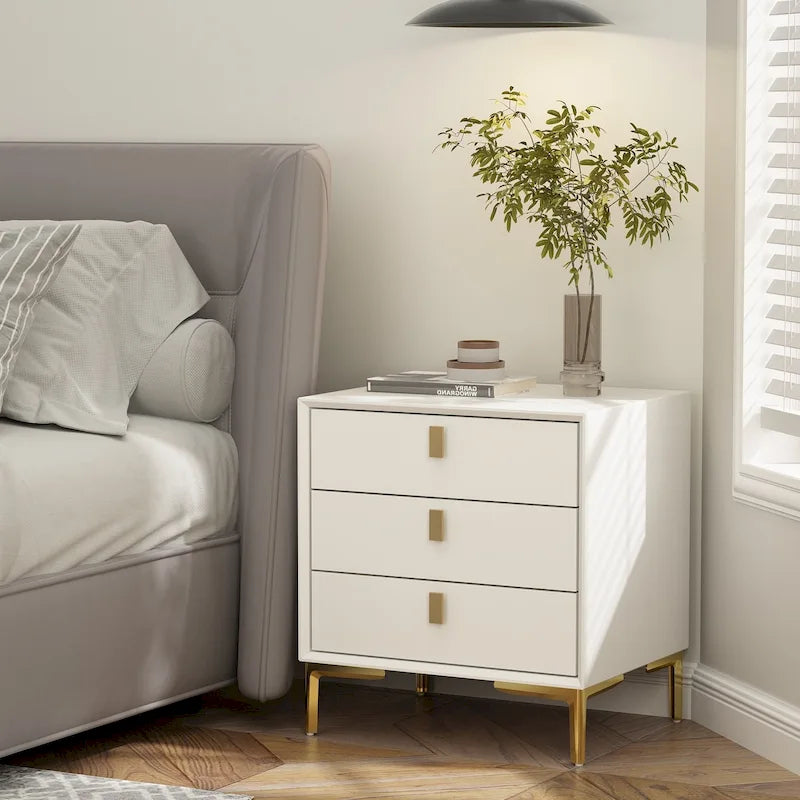 Table de chevet à 3 tiroirs – Table de chevet de style moderne du milieu du siècle