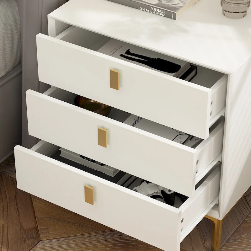 Table de chevet à 3 tiroirs – Table de chevet de style moderne du milieu du siècle