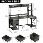 Bureau gaming informatique 150 cm avec huche, étagère, lumières RVB et 3 tiroirs