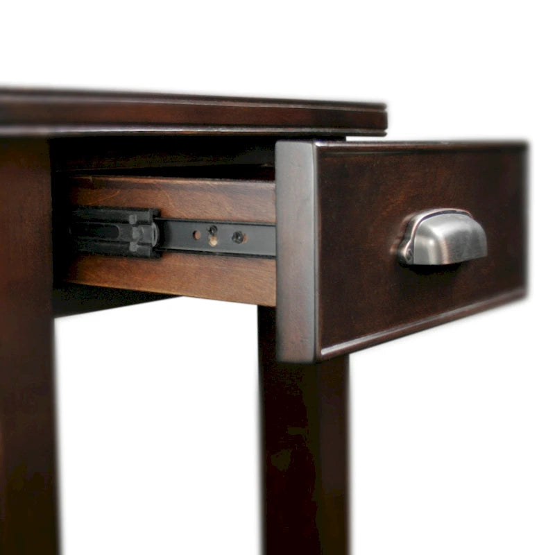 Table d'appoint à un tiroir avec étagère – Fini cerisier chocolat