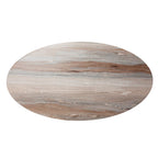 Table basse ovale contemporaine en similicuir marbré marron avec pieds géométriques