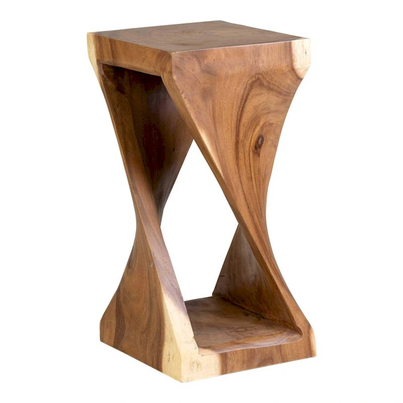 Table d'appoint sculptée en bois naturel