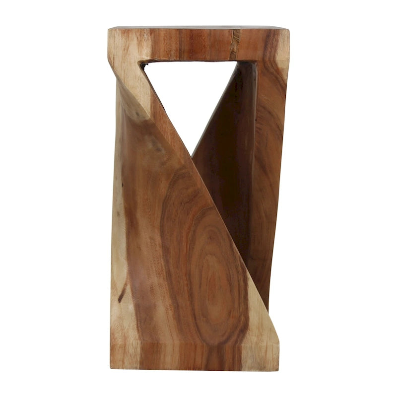 Table d'appoint sculptée en bois naturel