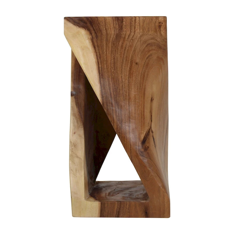 Table d'appoint sculptée en bois naturel