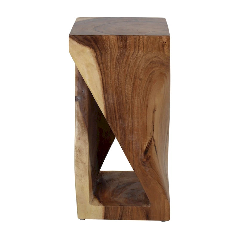 Table d'appoint sculptée en bois naturel