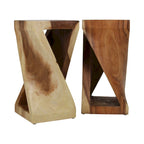 Table d'appoint sculptée en bois naturel