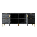 Buffet moderne et luxueux aux lignes épurées avec 4 tiroirs et 2 placards, pieds dorés