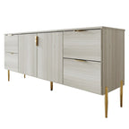 Buffet moderne et luxueux aux lignes épurées avec 4 tiroirs et 2 placards, pieds dorés