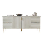 Buffet moderne et luxueux aux lignes épurées avec 4 tiroirs et 2 placards, pieds dorés