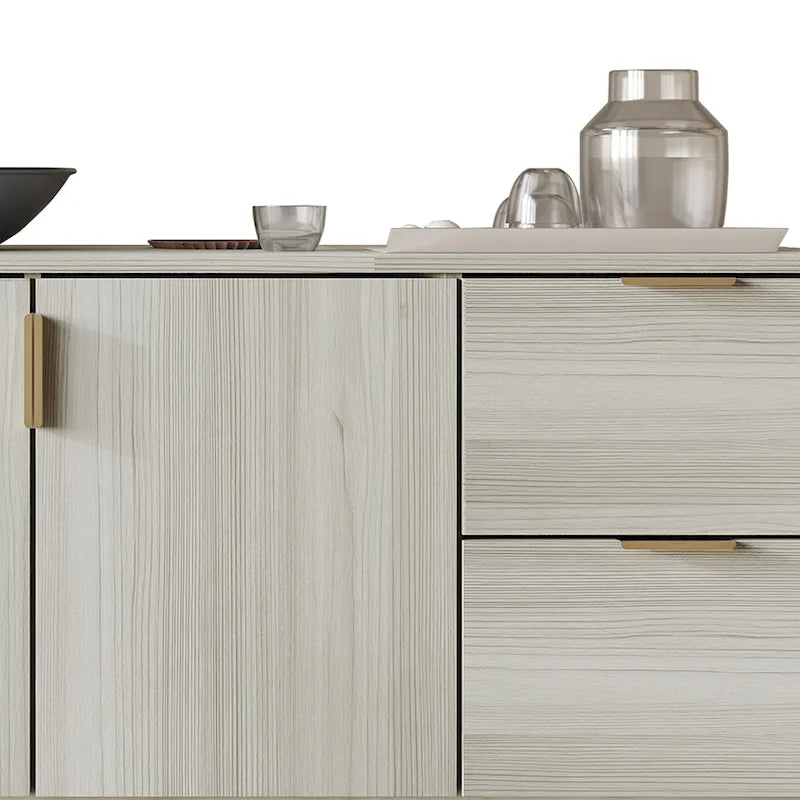 Buffet moderne et luxueux aux lignes épurées avec 4 tiroirs et 2 placards, pieds dorés