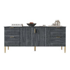 Buffet moderne et luxueux aux lignes épurées avec 4 tiroirs et 2 placards, pieds dorés