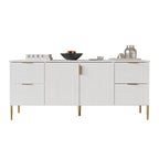 Buffet moderne et luxueux aux lignes épurées avec 4 tiroirs et 2 placards, pieds dorés