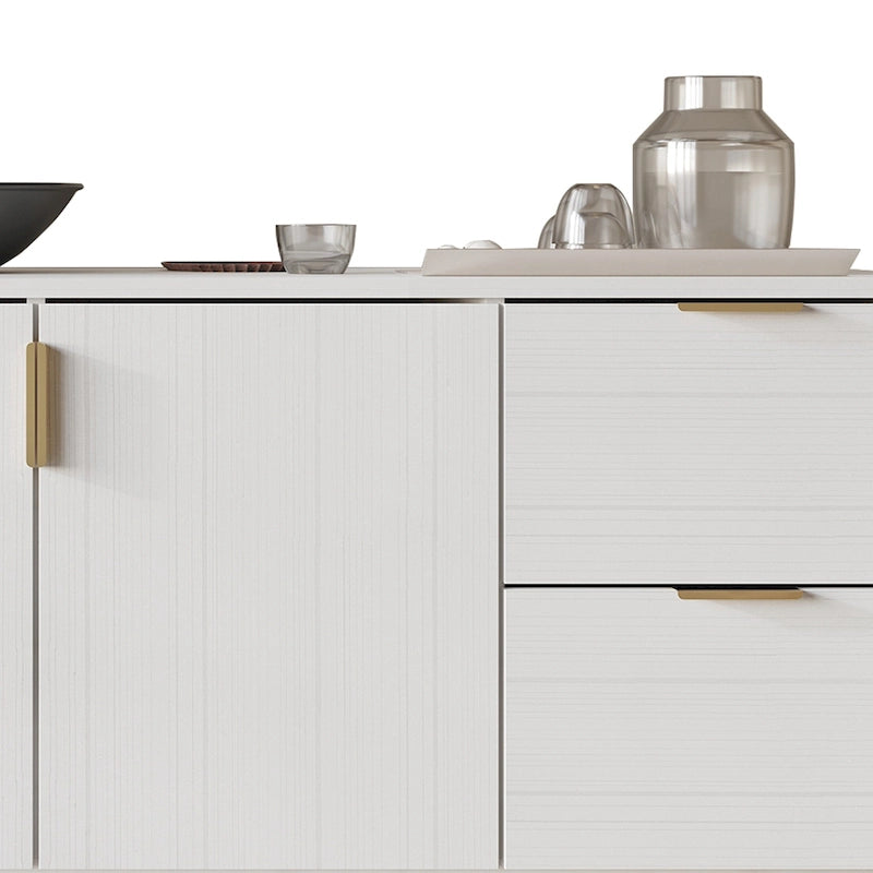 Buffet moderne et luxueux aux lignes épurées avec 4 tiroirs et 2 placards, pieds dorés