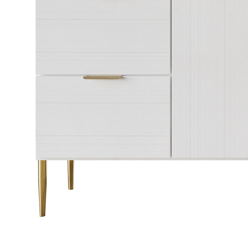 Buffet moderne et luxueux aux lignes épurées avec 4 tiroirs et 2 placards, pieds dorés