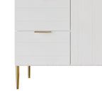 Buffet moderne et luxueux aux lignes épurées avec 4 tiroirs et 2 placards, pieds dorés