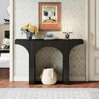 Table Console de 47 Pouces, Table Basse Noire Derrière un Canapé, Table d'Entrée Vintage Moderne