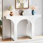 Table Console de 47 Pouces, Table Basse Noire Derrière un Canapé, Table d'Entrée Vintage Moderne