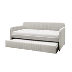 Lit de repos double gigogne – Rembourré, capitonné en canaux, accoudoirs droits, lit d'appoint