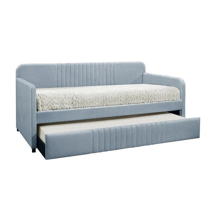 Lit de repos double gigogne – Rembourré, capitonné en canaux, accoudoirs droits, lit d'appoint