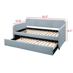 Lit de repos double gigogne – Rembourré, capitonné en canaux, accoudoirs droits, lit d'appoint