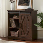 Meuble TV et armoire de rangement en bois avec porte coulissante de style ferme