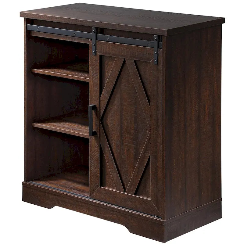 Meuble TV et armoire de rangement en bois avec porte coulissante de style ferme