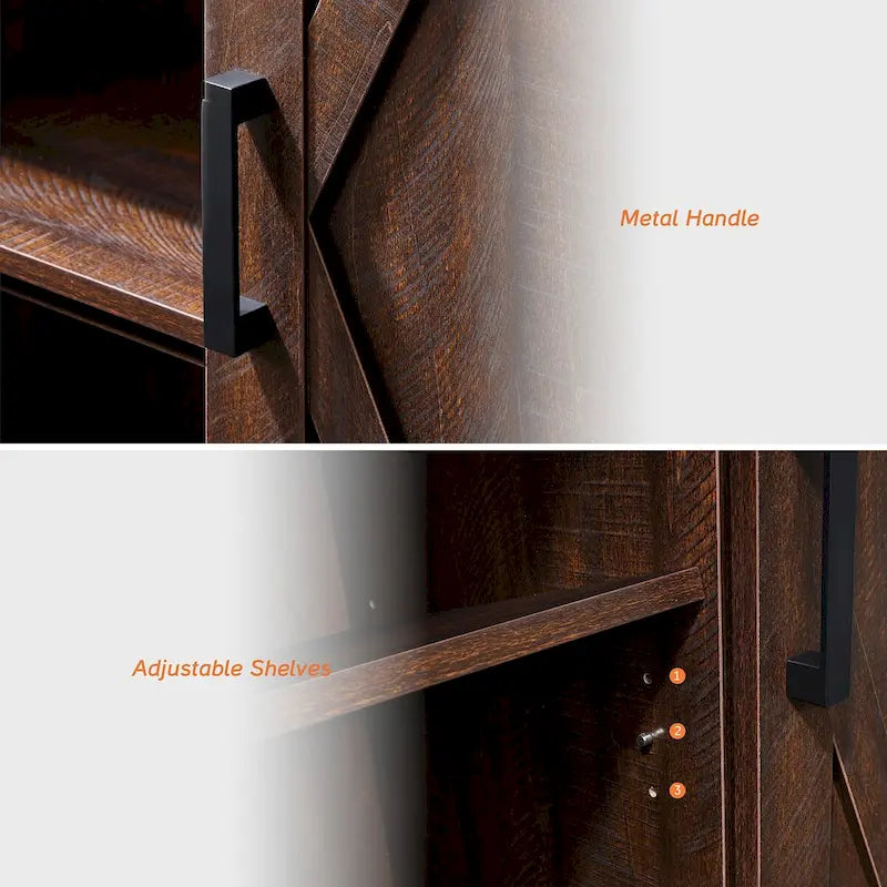 Meuble TV et armoire de rangement en bois avec porte coulissante de style ferme