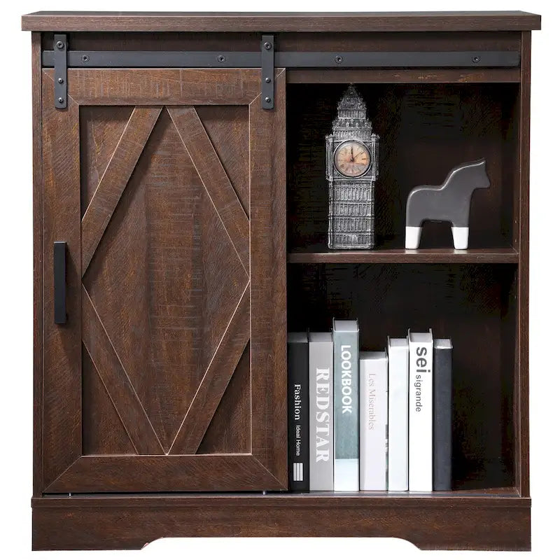 Meuble TV et armoire de rangement en bois avec porte coulissante de style ferme