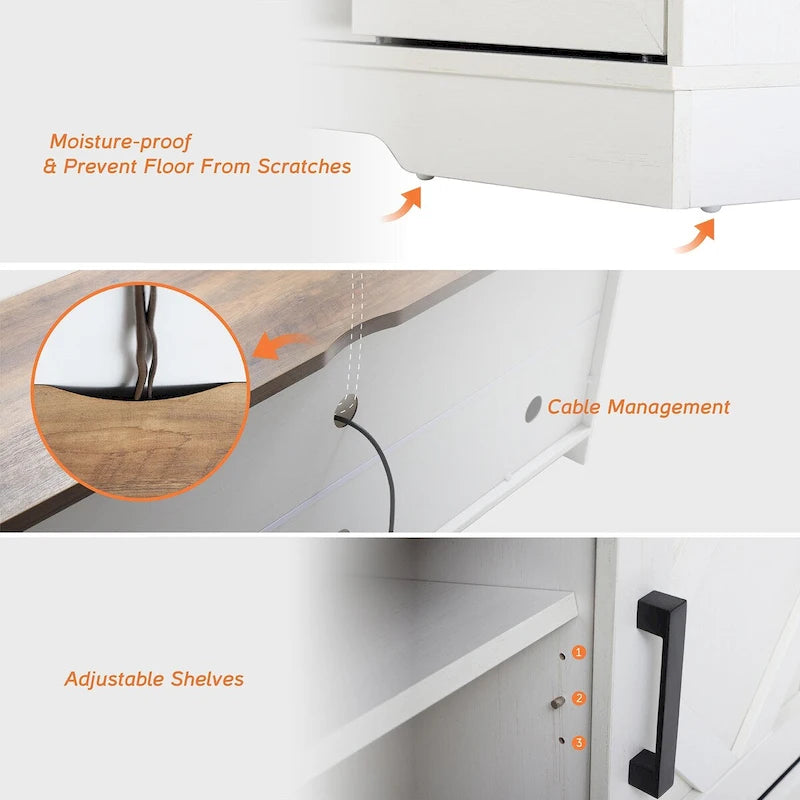 Meuble TV et armoire de rangement en bois avec porte coulissante de style ferme
