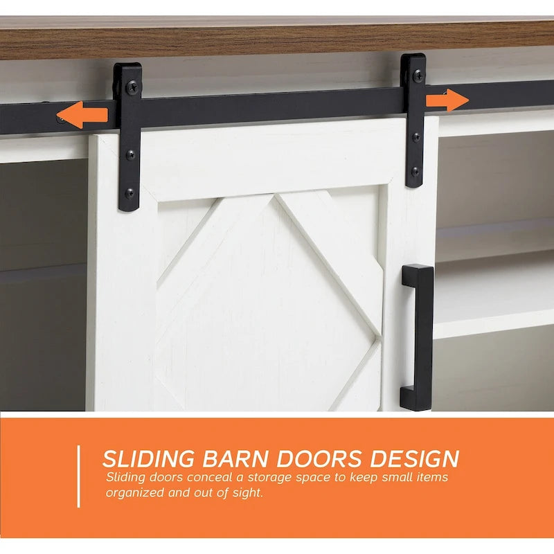 Meuble TV et armoire de rangement en bois avec porte coulissante de style ferme