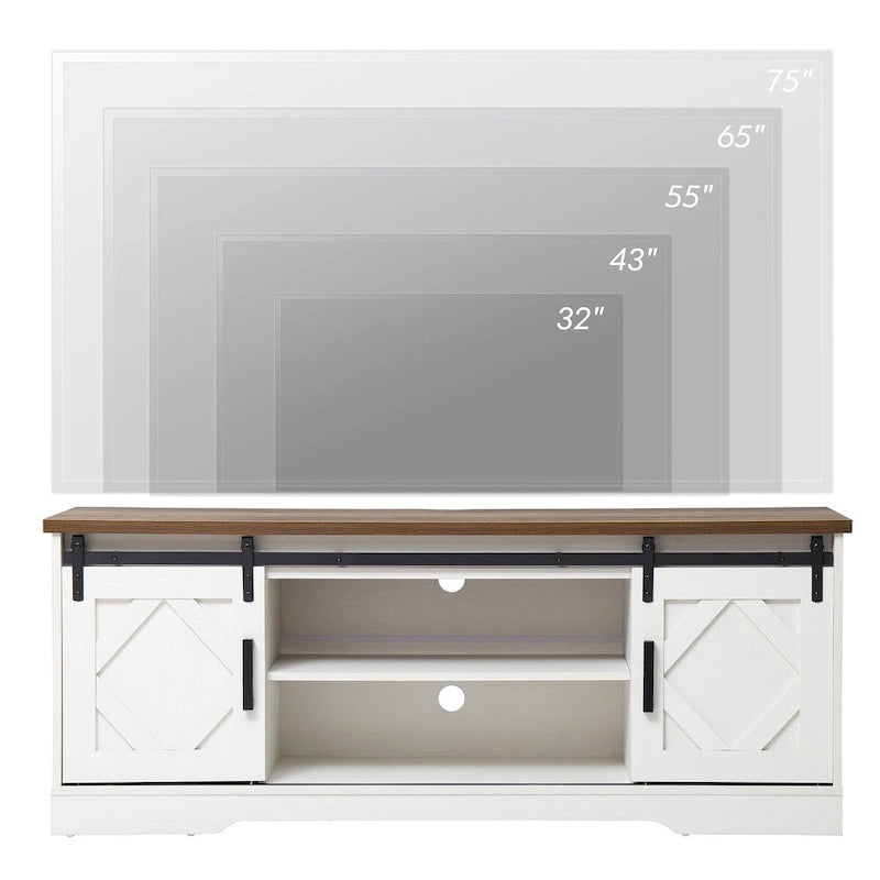 Meuble TV et armoire de rangement en bois avec porte coulissante de style ferme