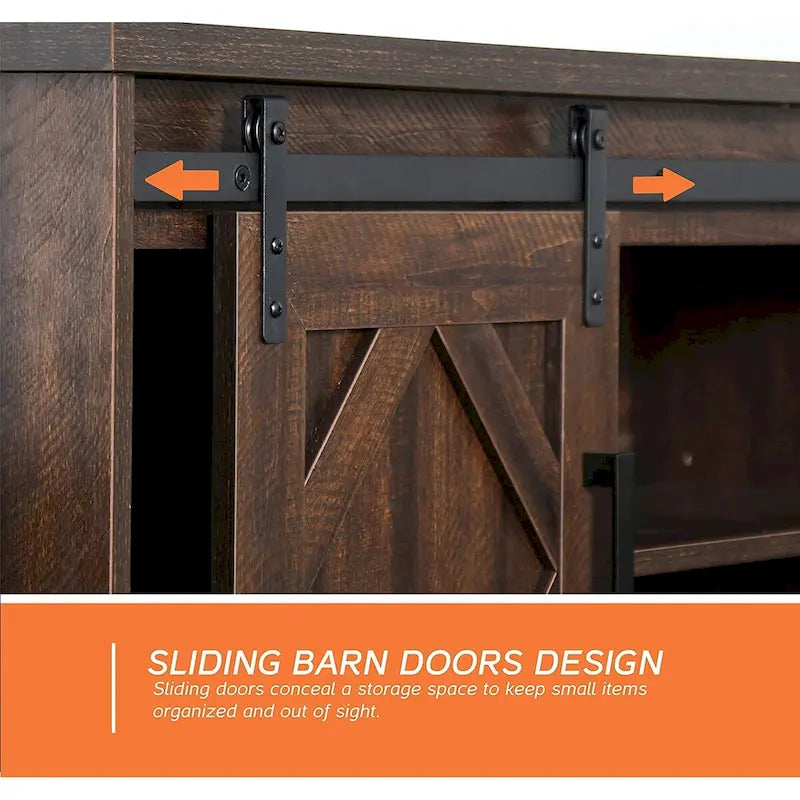 Meuble TV et armoire de rangement en bois avec porte coulissante de style ferme