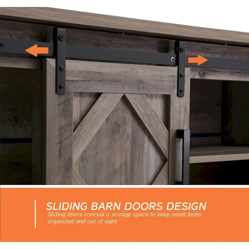 Meuble TV et armoire de rangement en bois avec porte coulissante de style ferme