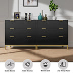 Commode noire à 3 tiroirs de 80 cm – Chiffonnier moderne en bois avec poignées dorées
