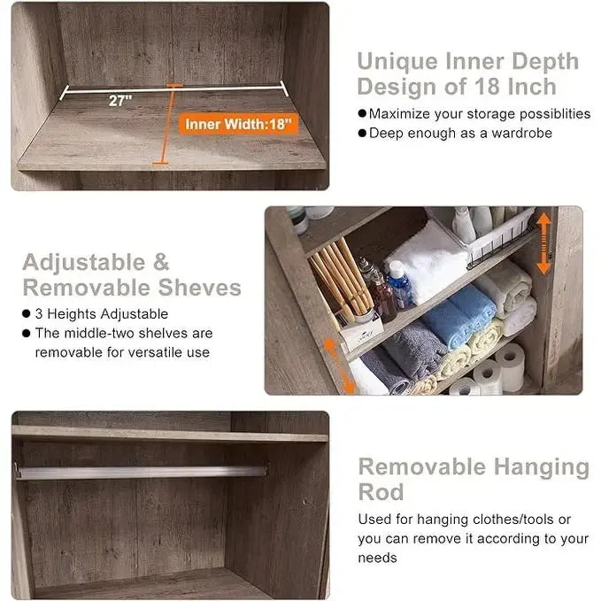 Meuble de Rangement Ferme, Armoire, Garde-Manger Rustique, Rangement Polyvalent
