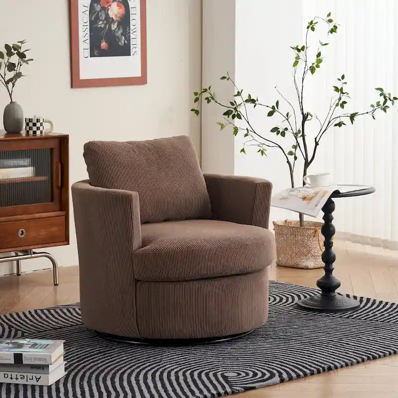 Fauteuil pivotant en velours côtelé moderne, lot de 1