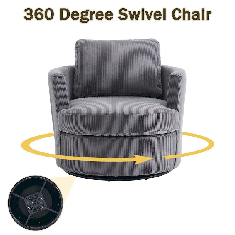 Fauteuil pivotant en velours côtelé moderne, lot de 1