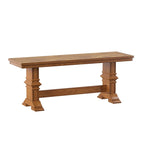 Banc de salle à manger en bois avec pieds en tréteaux bicolores – Finition chêne, aspect vieilli, en bois d'hévéa massif, 113 kg