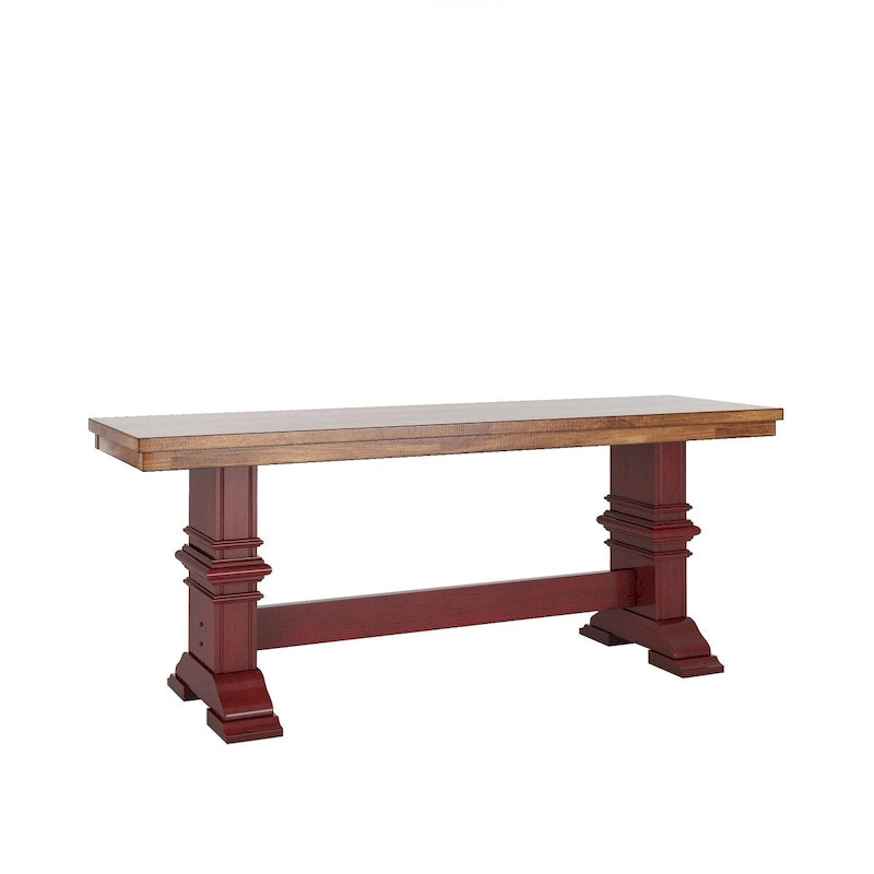 Banc de salle à manger en bois avec pieds en tréteaux bicolores – Finition chêne, aspect vieilli, en bois d'hévéa massif, 113 kg