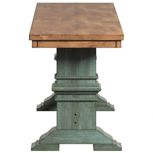 Banc de salle à manger en bois avec pieds en tréteaux bicolores – Finition chêne, aspect vieilli, en bois d'hévéa massif, 113 kg