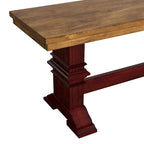 Banc de salle à manger en bois avec pieds en tréteaux bicolores – Finition chêne, aspect vieilli, en bois d'hévéa massif, 113 kg