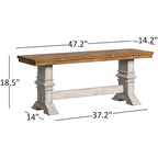Banc de salle à manger en bois avec pieds en tréteaux bicolores – Finition chêne, aspect vieilli, en bois d'hévéa massif, 113 kg