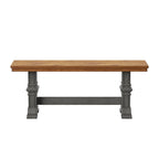 Banc de salle à manger en bois avec pieds en tréteaux bicolores – Finition chêne, aspect vieilli, en bois d'hévéa massif, 113 kg