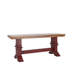 Banc de salle à manger en bois avec pieds en tréteaux bicolores – Finition chêne, aspect vieilli, en bois d'hévéa massif, 113 kg