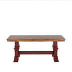 Banc de salle à manger en bois avec pieds en tréteaux bicolores – Finition chêne, aspect vieilli, en bois d'hévéa massif, 113 kg