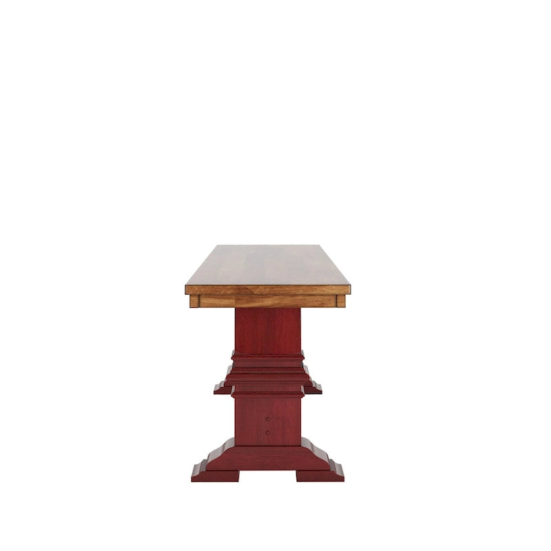 Banc de salle à manger en bois avec pieds en tréteaux bicolores – Finition chêne, aspect vieilli, en bois d'hévéa massif, 113 kg