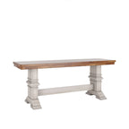 Banc de salle à manger en bois avec pieds en tréteaux bicolores – Finition chêne, aspect vieilli, en bois d'hévéa massif, 113 kg