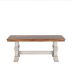 Banc de salle à manger en bois avec pieds en tréteaux bicolores – Finition chêne, aspect vieilli, en bois d'hévéa massif, 113 kg