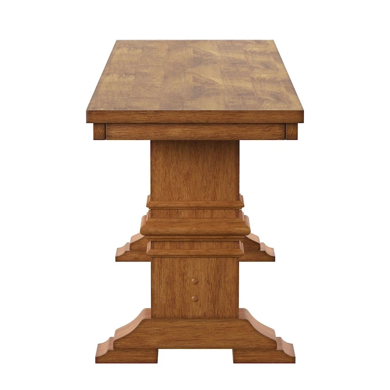 Banc de salle à manger en bois avec pieds en tréteaux bicolores – Finition chêne, aspect vieilli, en bois d'hévéa massif, 113 kg